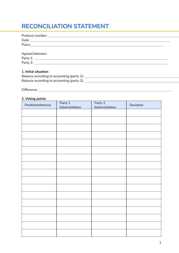 Reconciliation statement