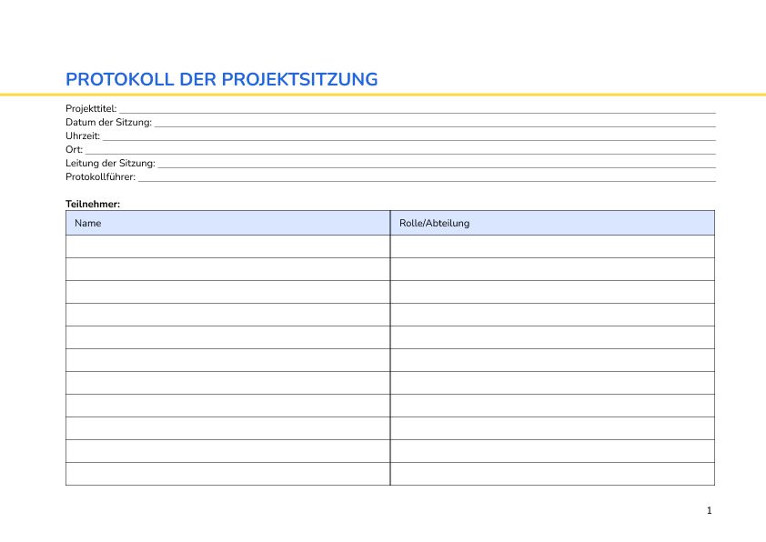 Protokoll der Projektsitzung