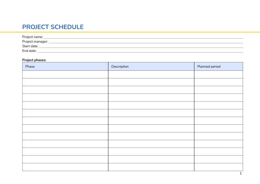Project schedule