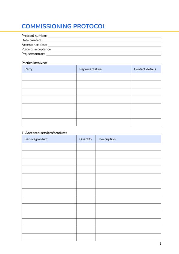Commissioning protocol