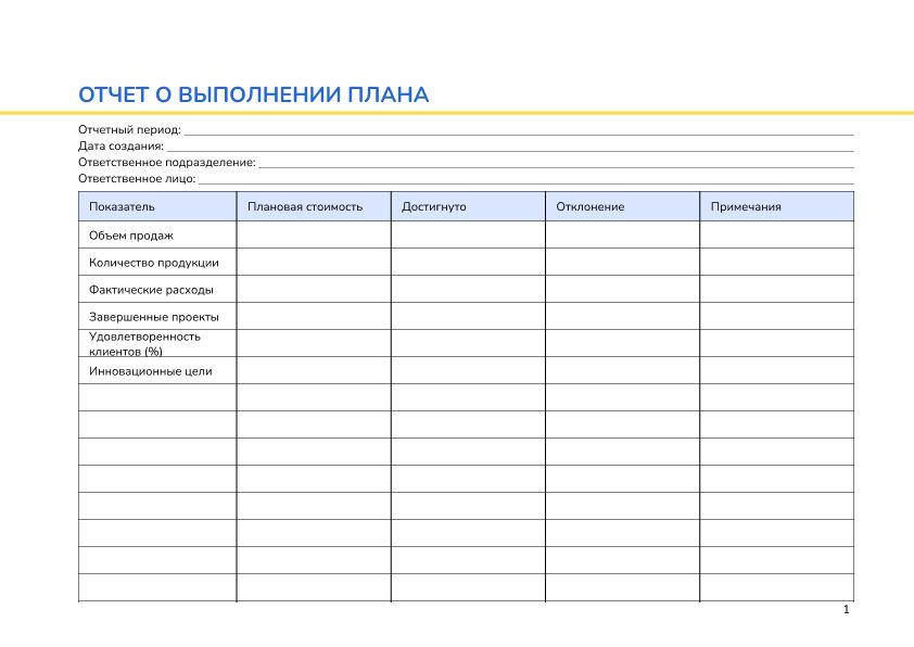 Отчет о выполнении плана