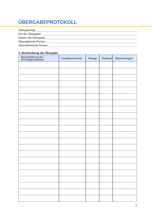 Übergabeprotokoll