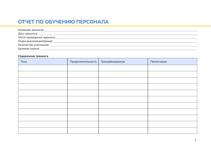 Отчет по обучению персонала