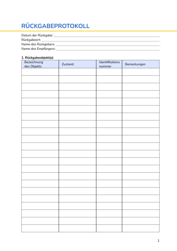 Rückgabeprotokoll