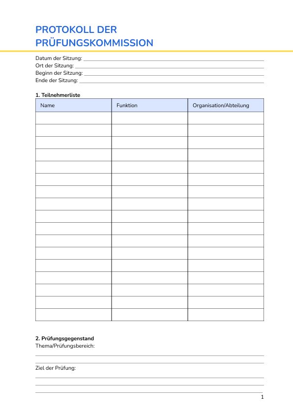 Protokoll der Prüfungskommission