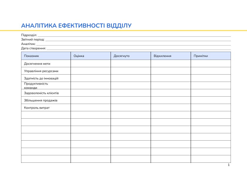 Аналітика ефективності відділу
