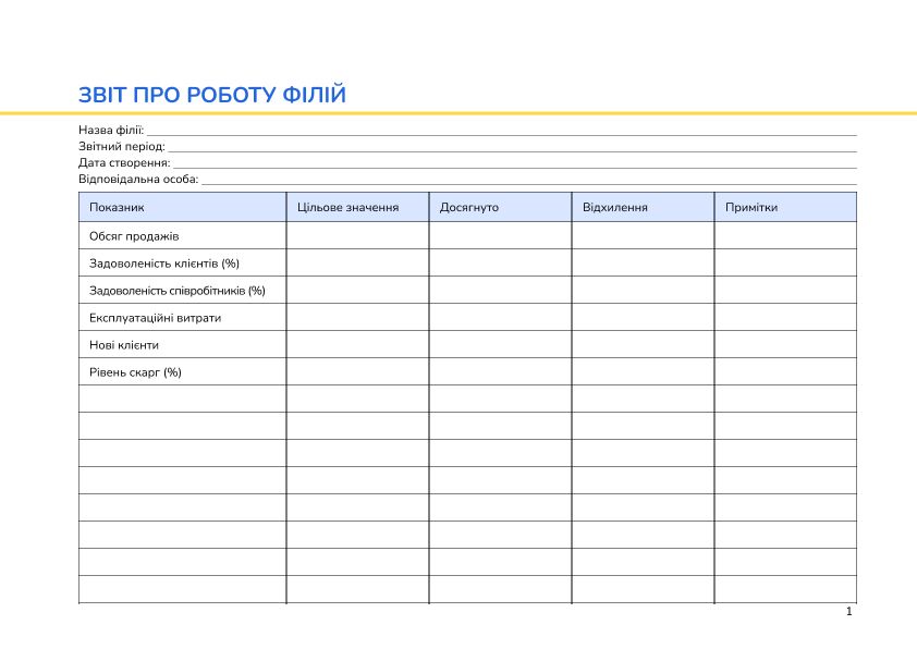 Звіт про роботу філій