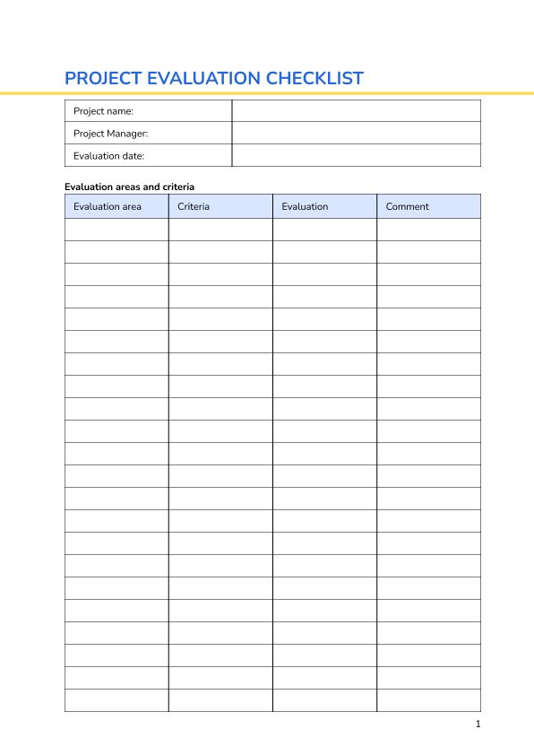 Project evaluation checklist