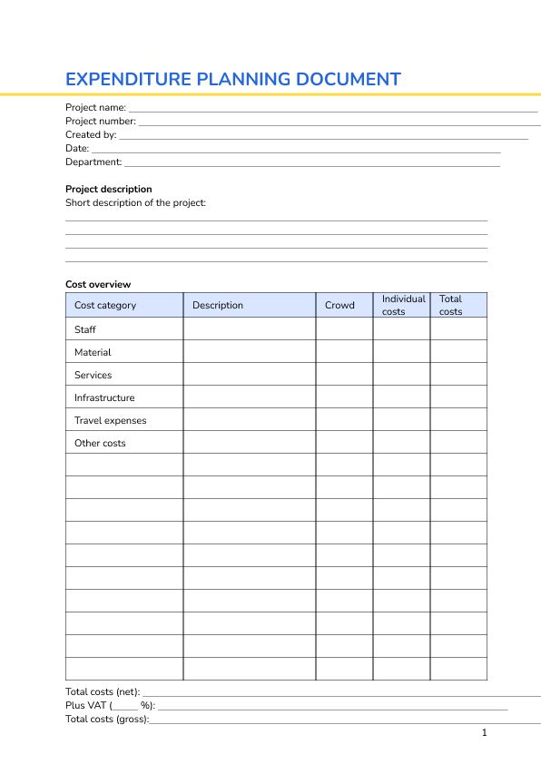 Expenditure planning document