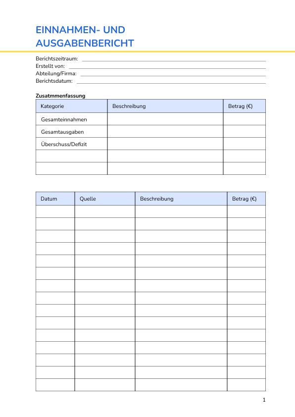 Einnahmen- und Ausgabenbericht