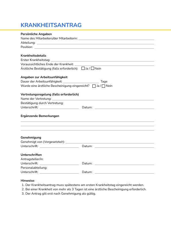 Krankheitsantrag