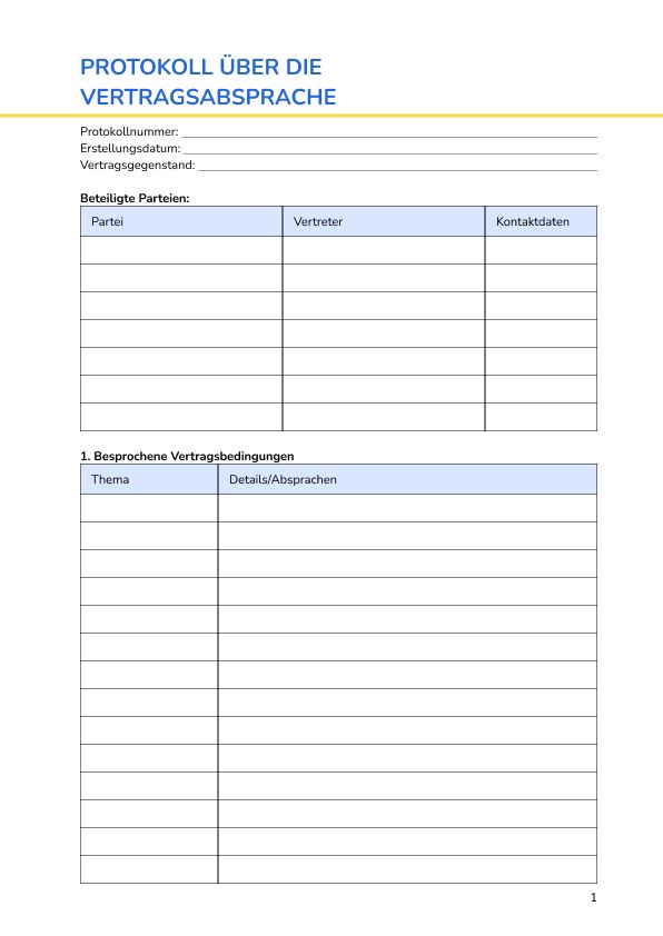 Protokoll über die Vertragsabsprache