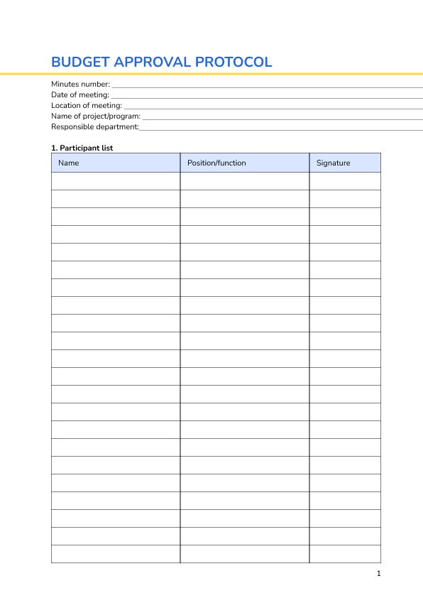 Budget approval protocol