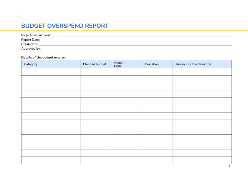 Budget overspend report