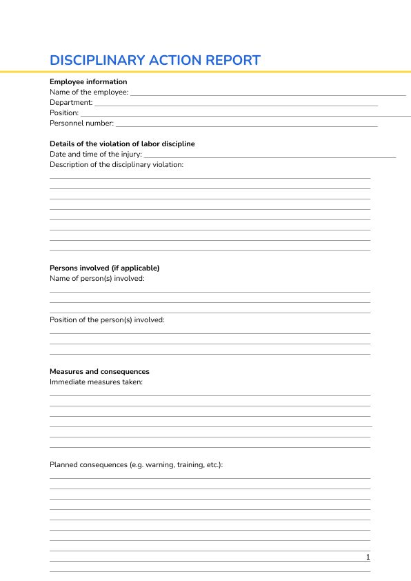 Disciplinary action report