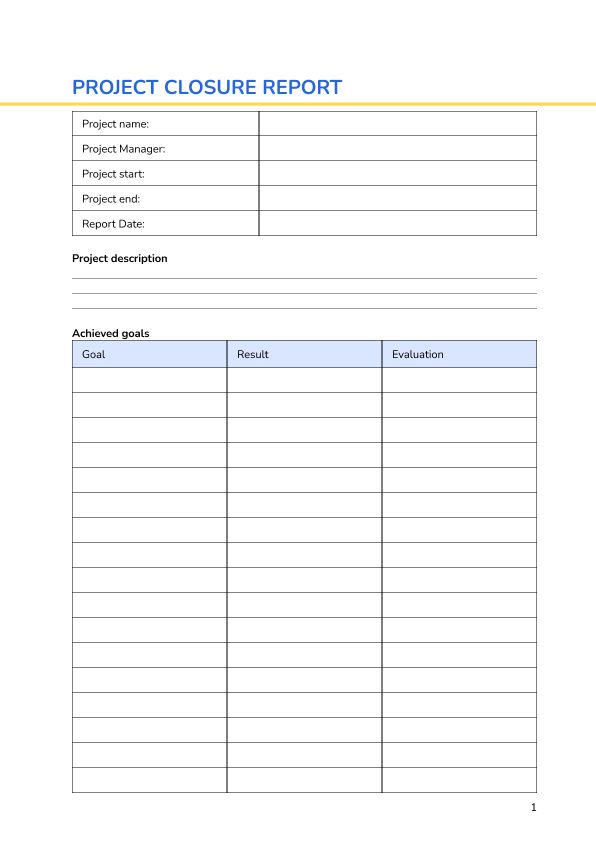 Project closure report
