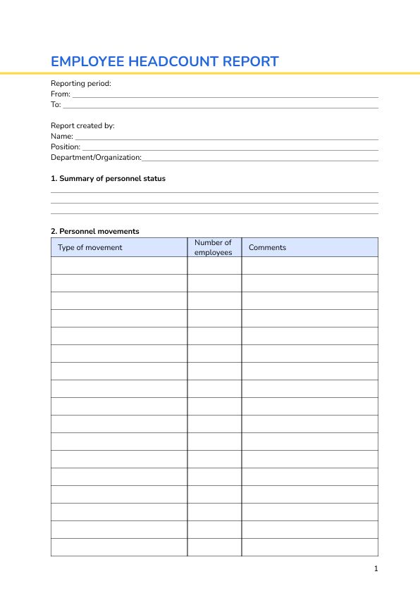 Employee headcount report