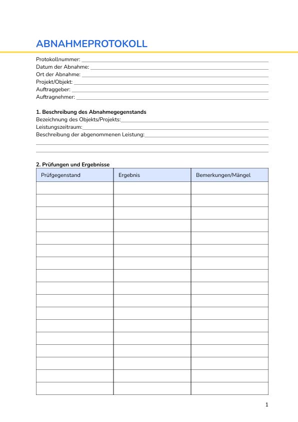 Abnahmeprotokoll