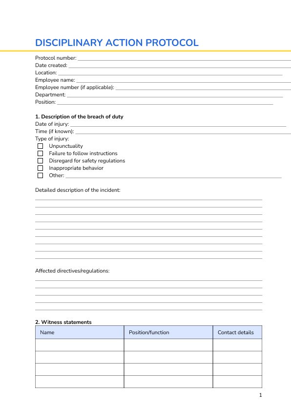 Disciplinary action protocol