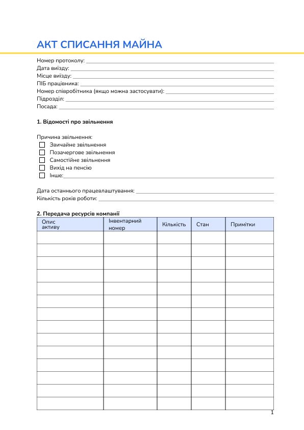 Акт списання майна