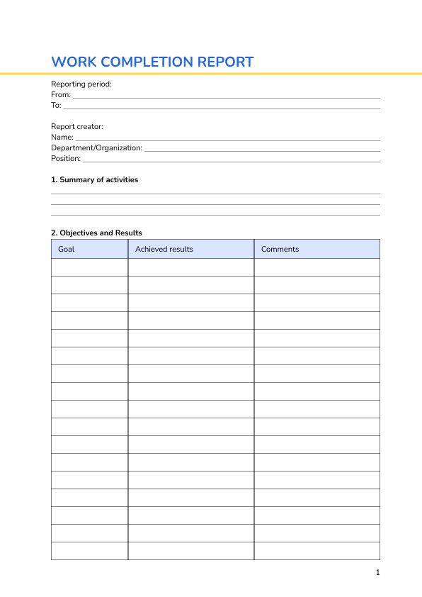 Work completion report