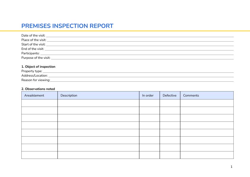 Premises inspection report