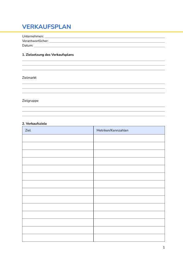 Verkaufsplan