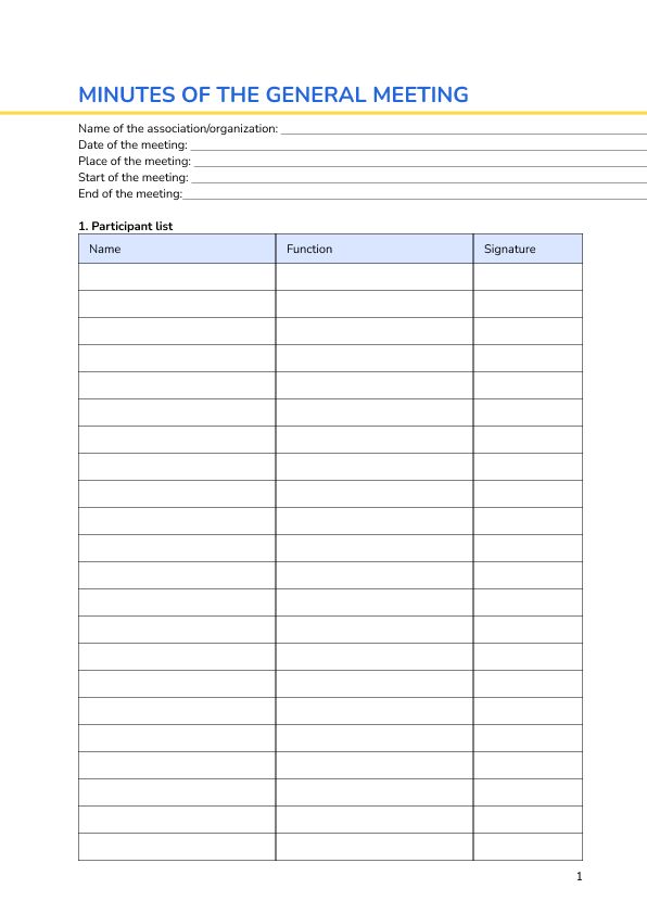 Minutes of the general meeting