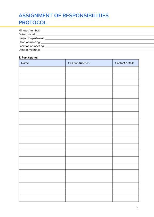 Assignment of responsibilities protocol