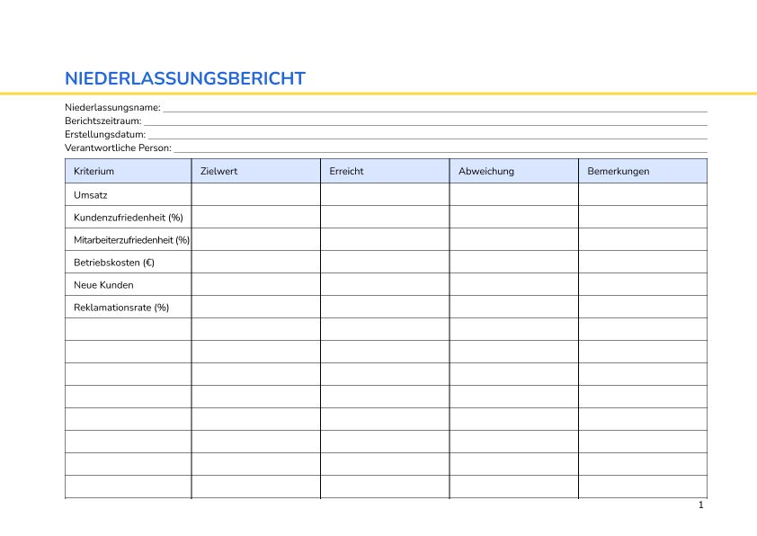 Niederlassungsbericht