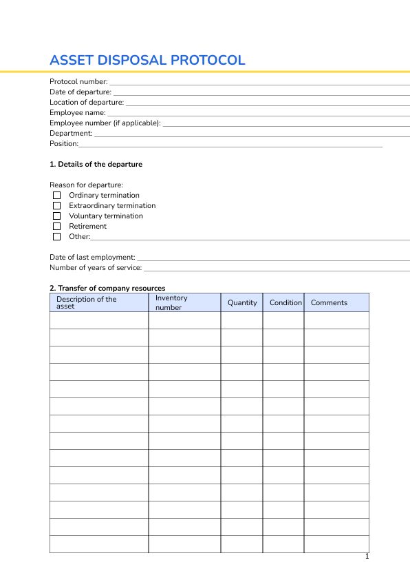 Asset disposal protocol