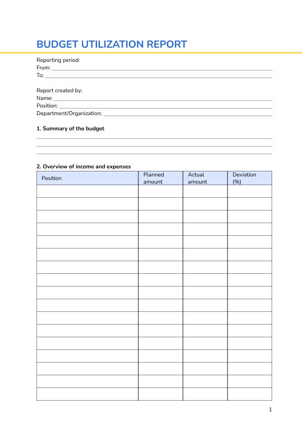 Budget utilization report
