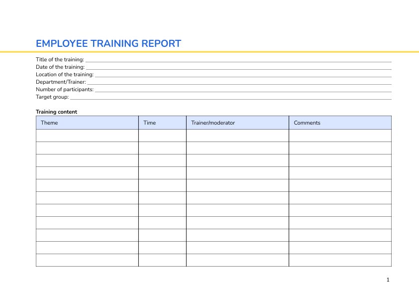 Employee training report