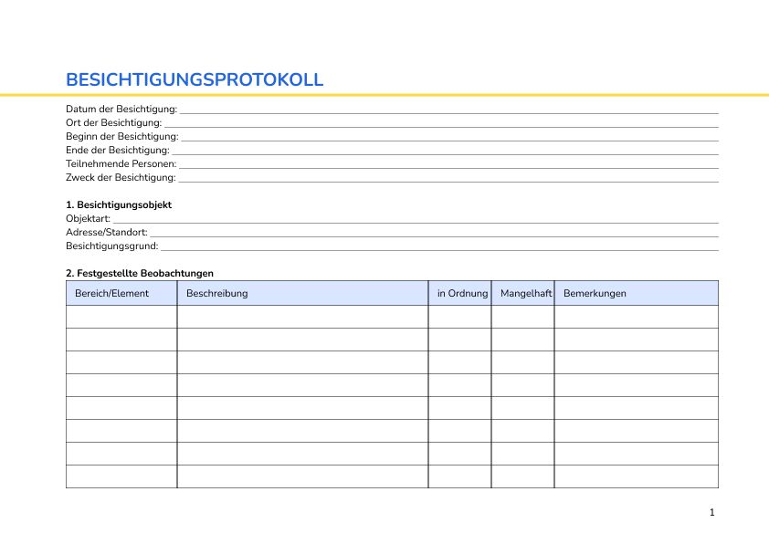 Besichtigungsprotokoll