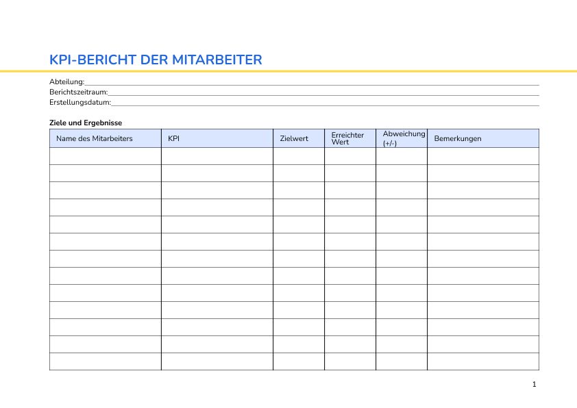 KPI-Bericht der Mitarbeiter