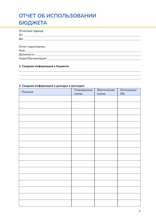 Отчет об использовании бюджета