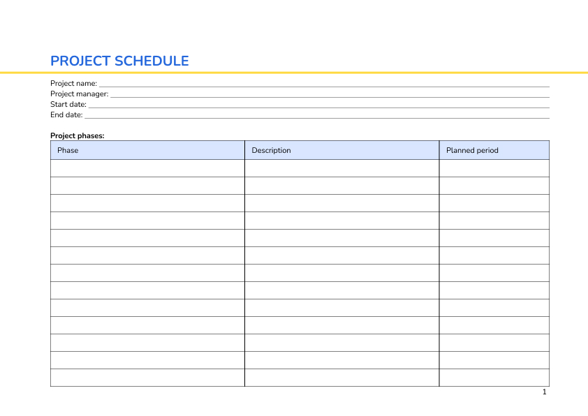 Project schedule