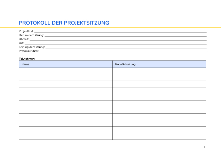 Protokoll der Projektsitzung