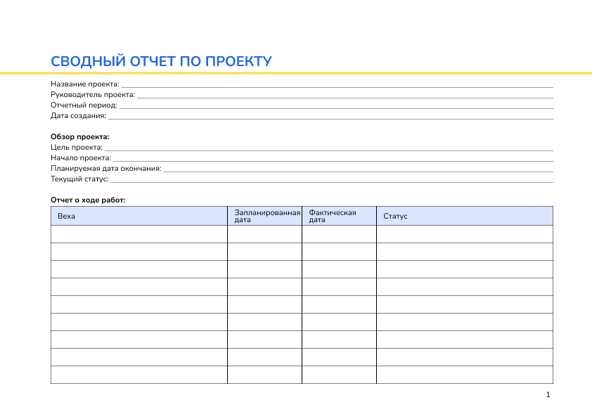 Сводный отчет по проекту